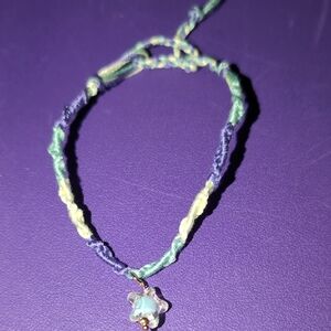Charming Blue and Green Bracelet with Silver Clasp